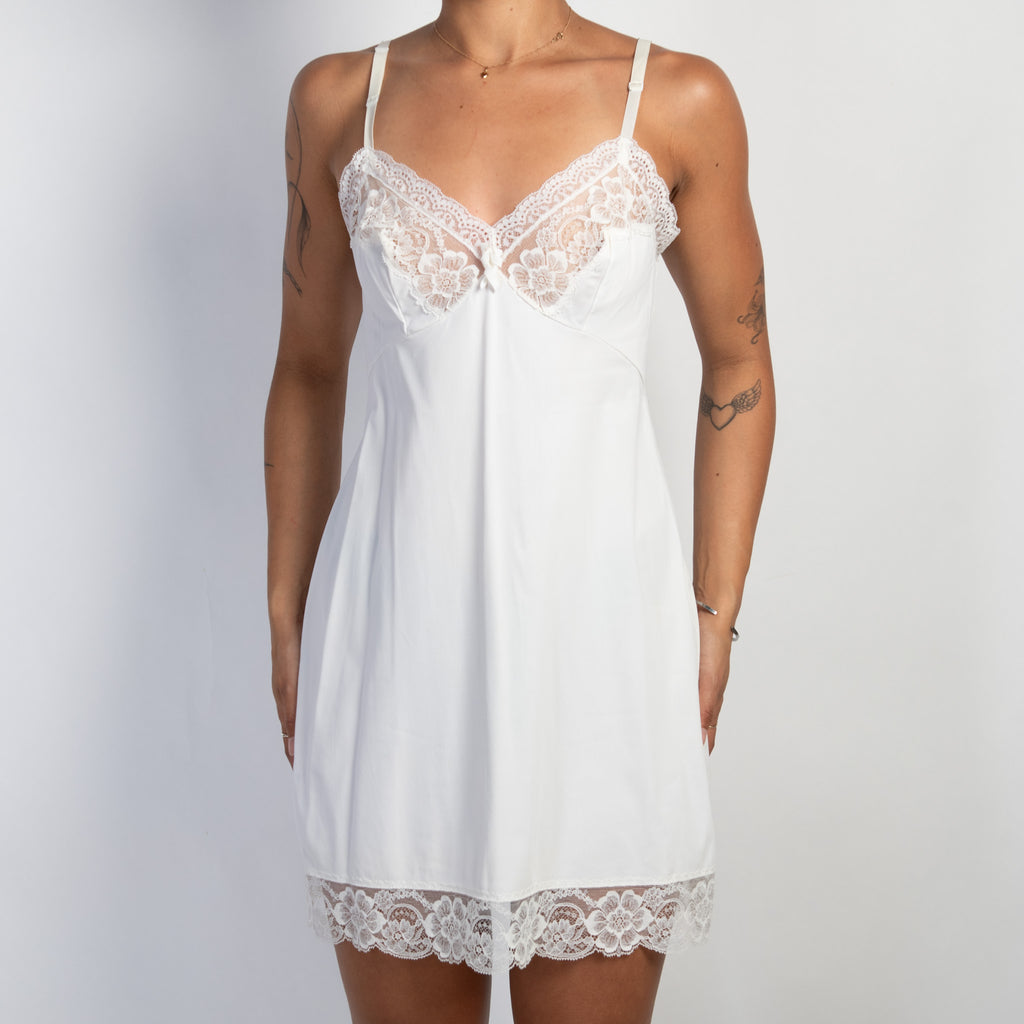 OFF WHITE NYLON SLIP DRESS