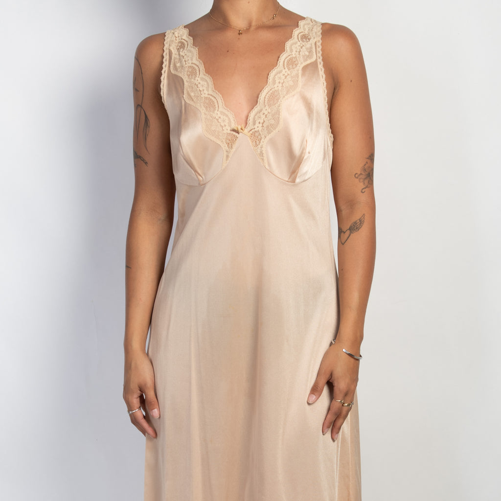 NUDE NYLON SLIP DRESS