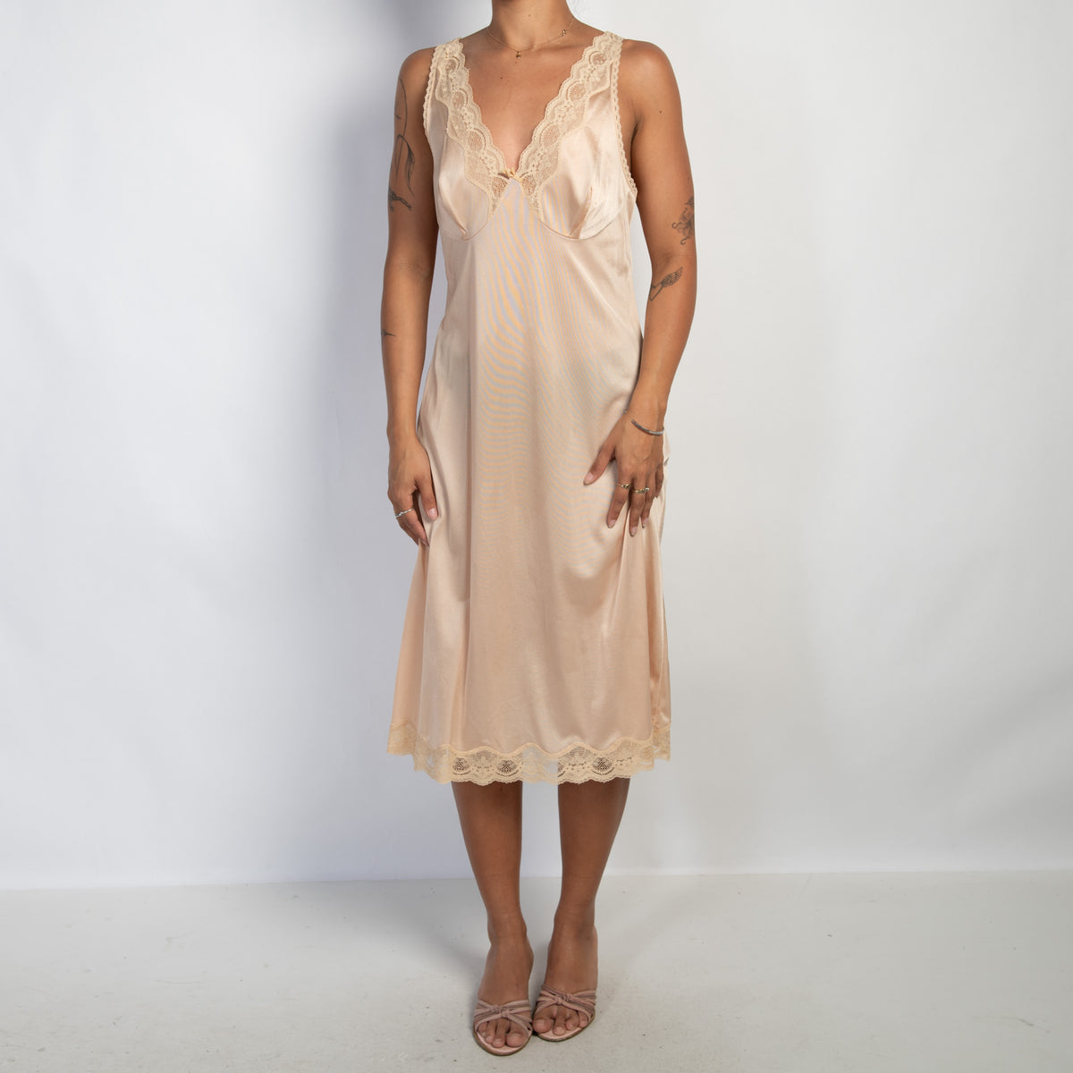NUDE NYLON SLIP DRESS