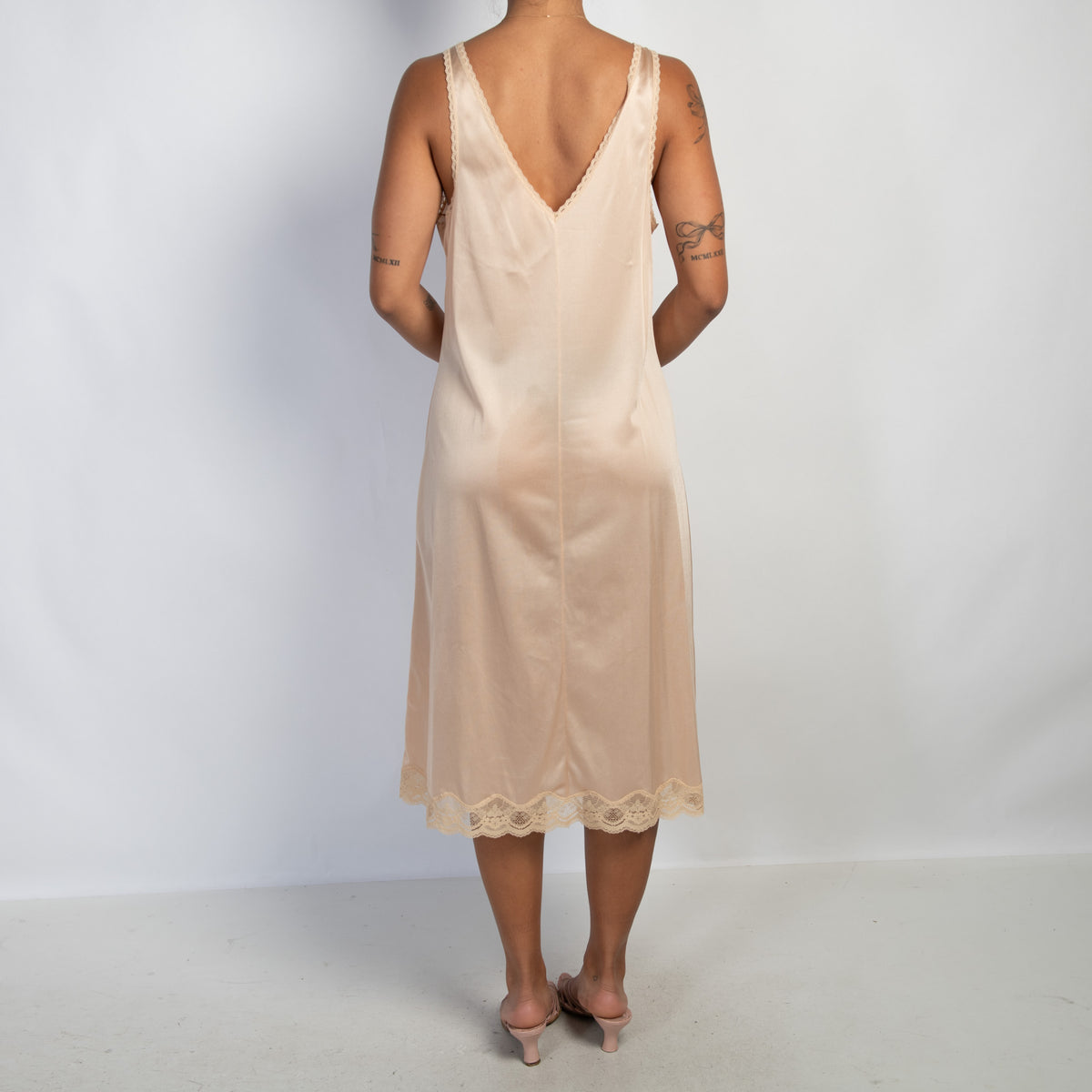 NUDE NYLON SLIP DRESS