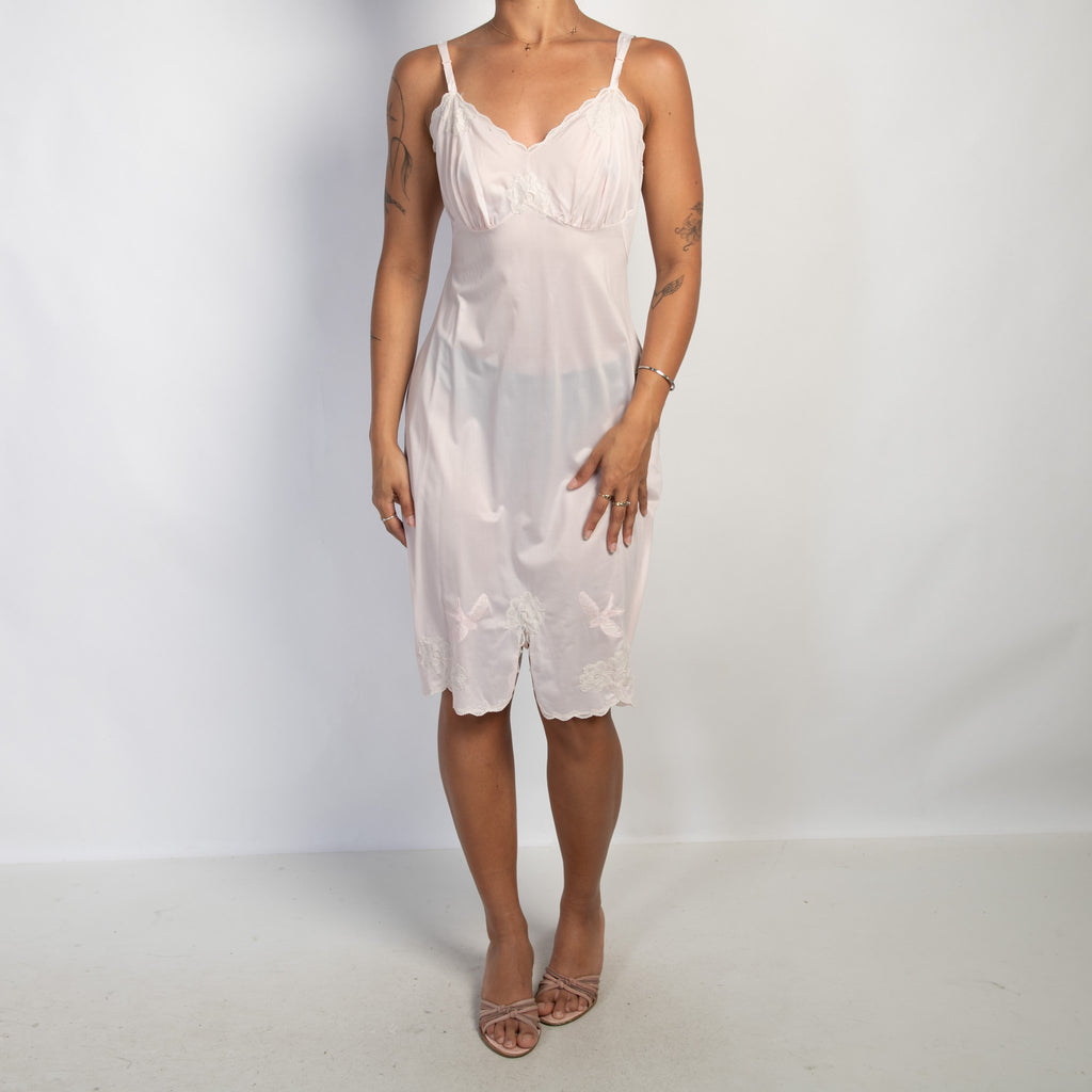 PINK NYLON SLIP DRESS