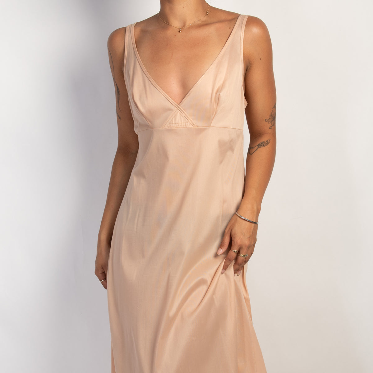 NUDE NYLON NIGHTGOWN
