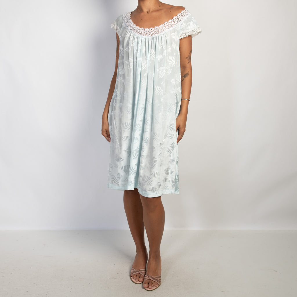 BLUE SATIN NIGHTGOWN