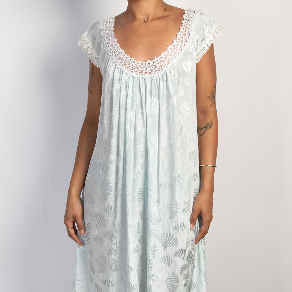 BLUE SATIN NIGHTGOWN