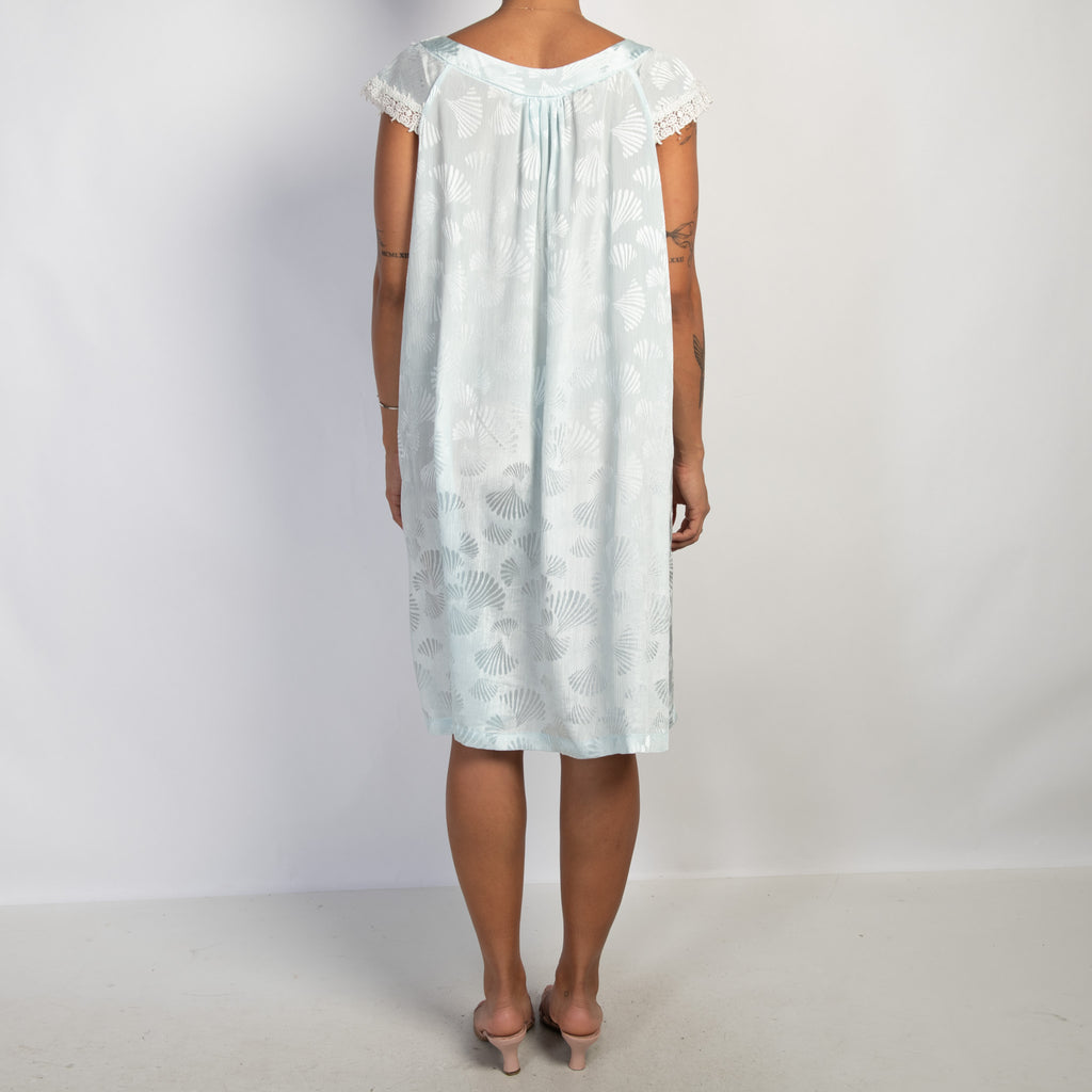 BLUE SATIN NIGHTGOWN