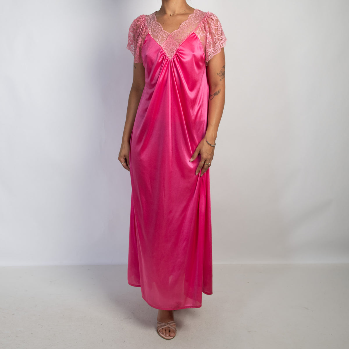 PINK SATIN NIGHTGOWN