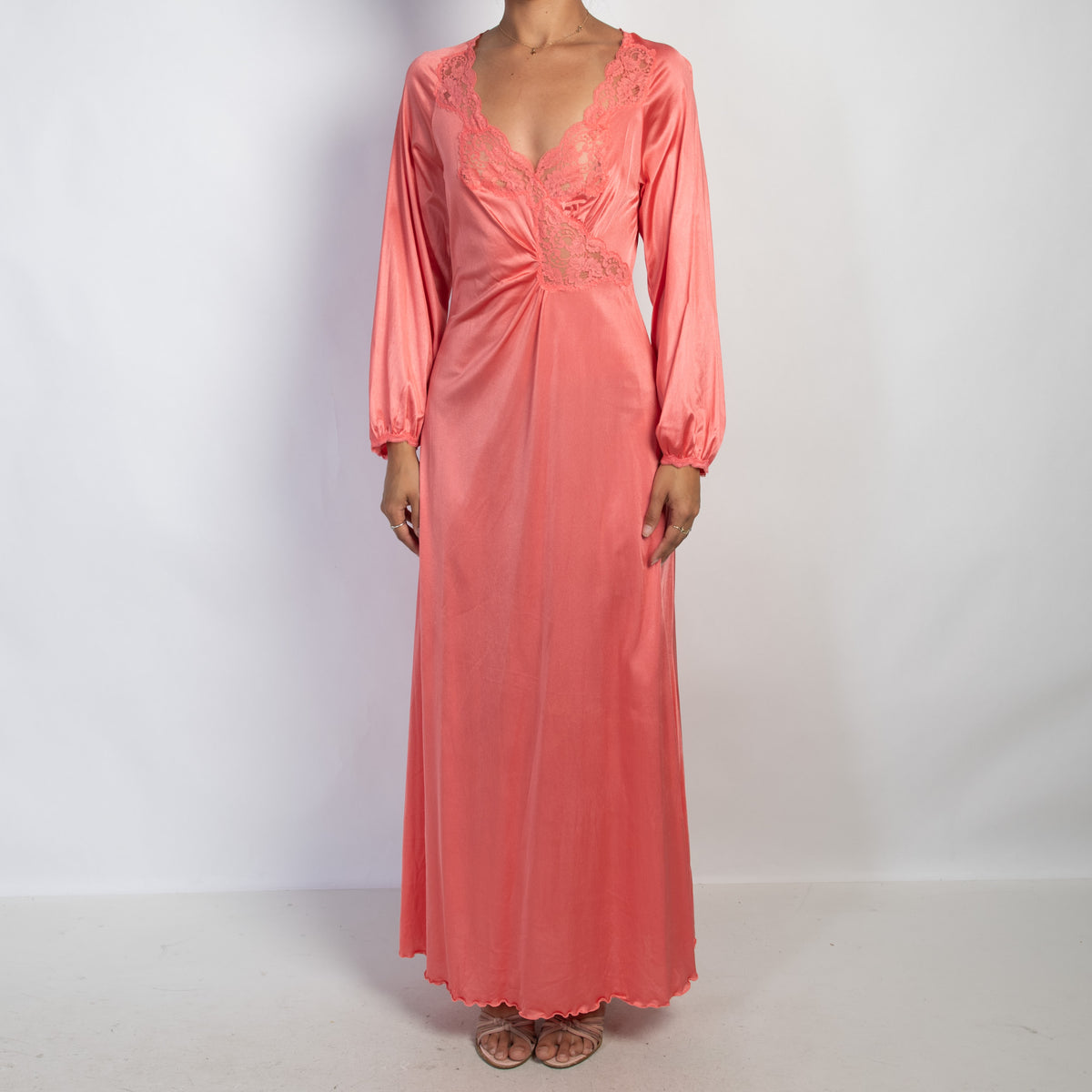 PINK SATIN DRESS + ROBE SET