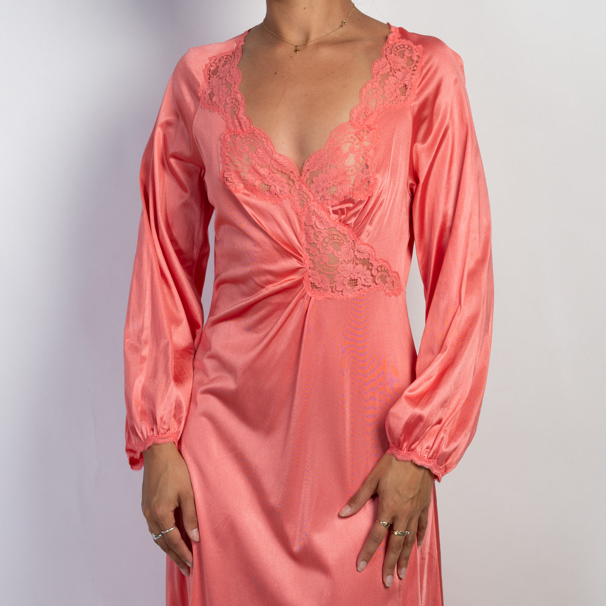 PINK SATIN DRESS + ROBE SET