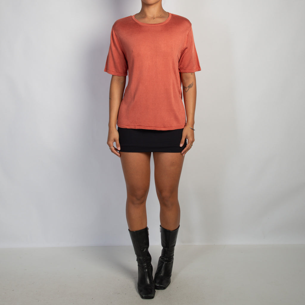 SALMON SILK KNIT TSHIRT