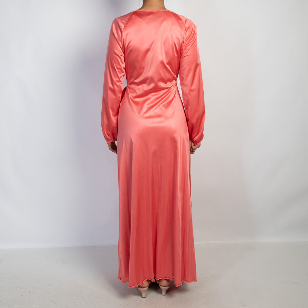 PINK SATIN DRESS + ROBE SET