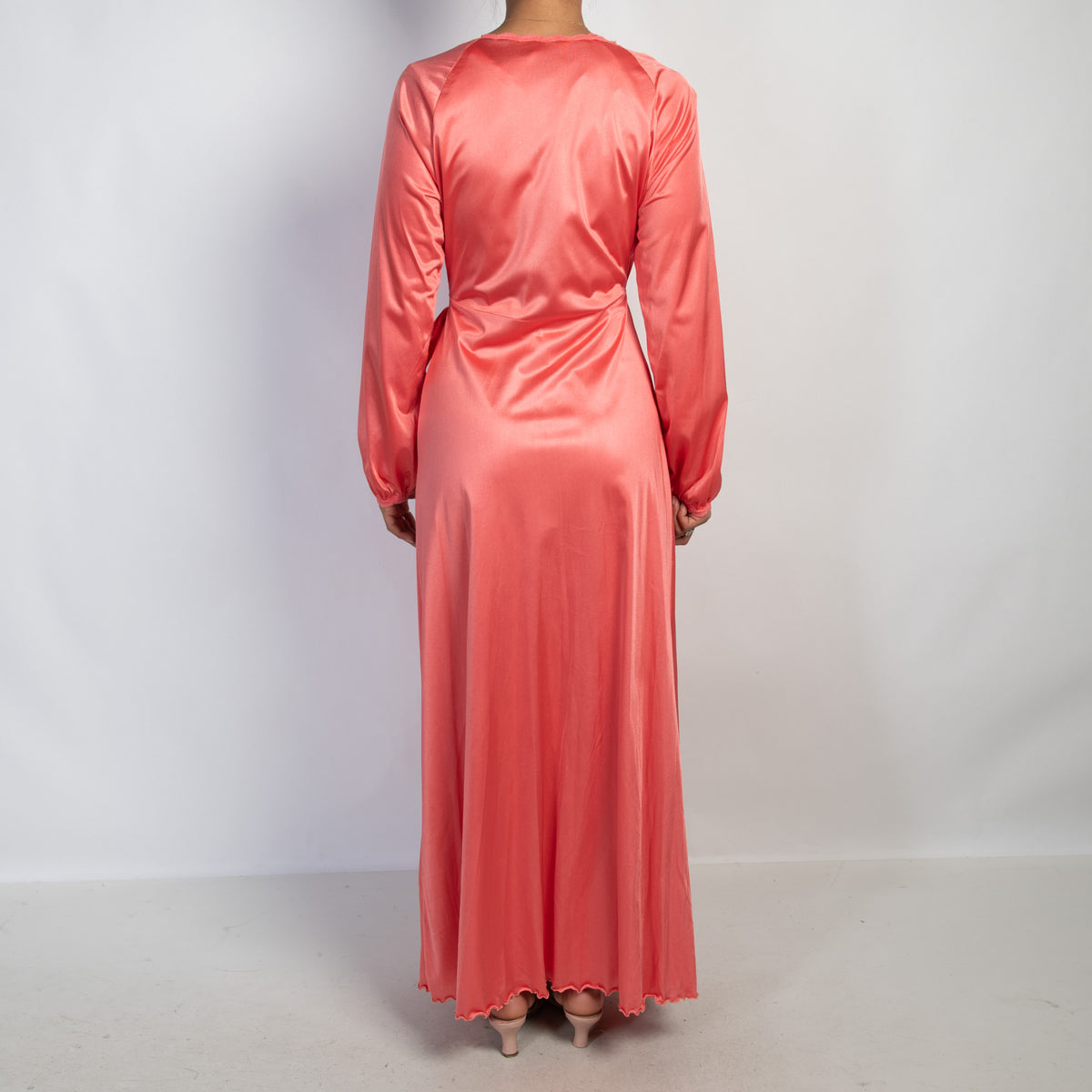 PINK SATIN DRESS + ROBE SET