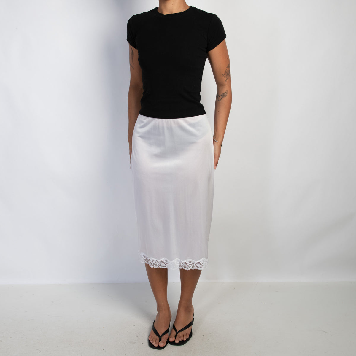 WHITE NYLON SLIP SKIRT