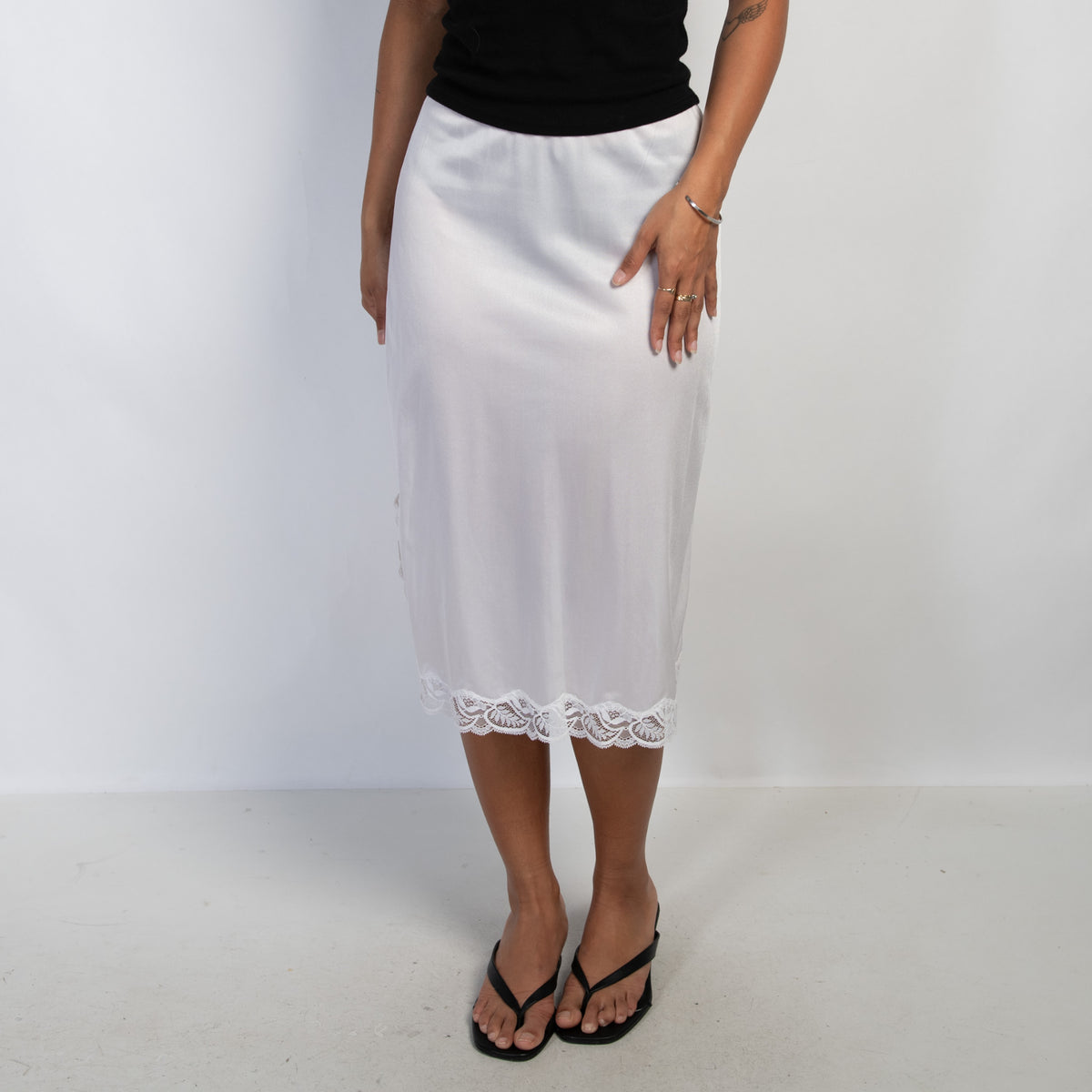 WHITE NYLON SLIP SKIRT