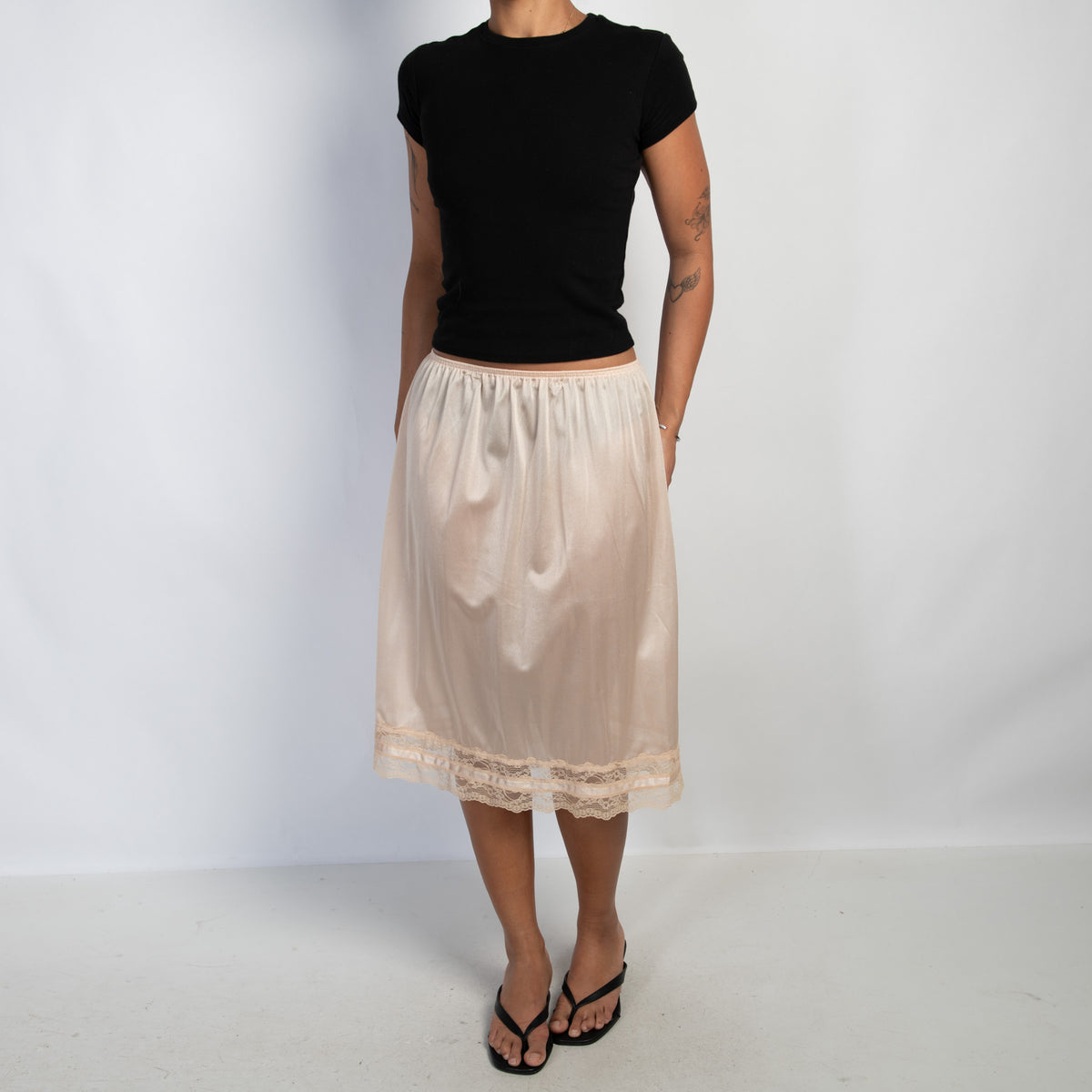 NUDE NYLON SLIP SKIRT