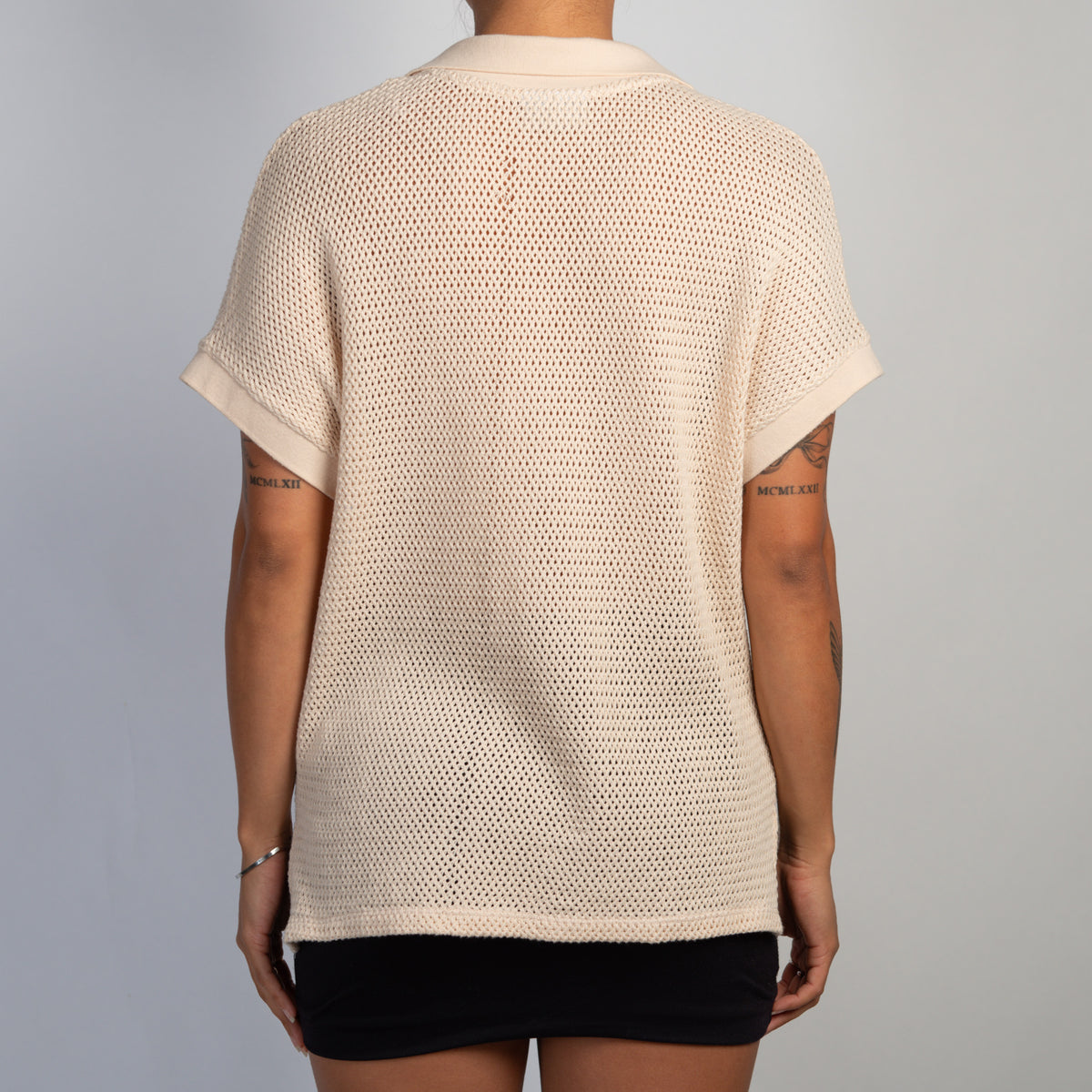 BEIGE KNIT POLO SHIRT