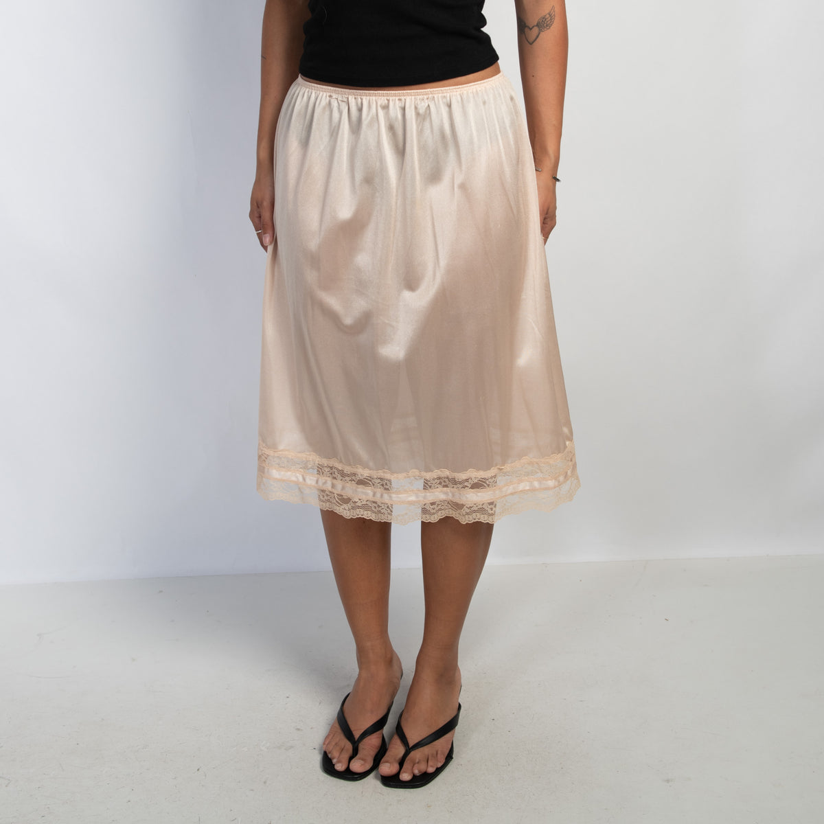 NUDE NYLON SLIP SKIRT