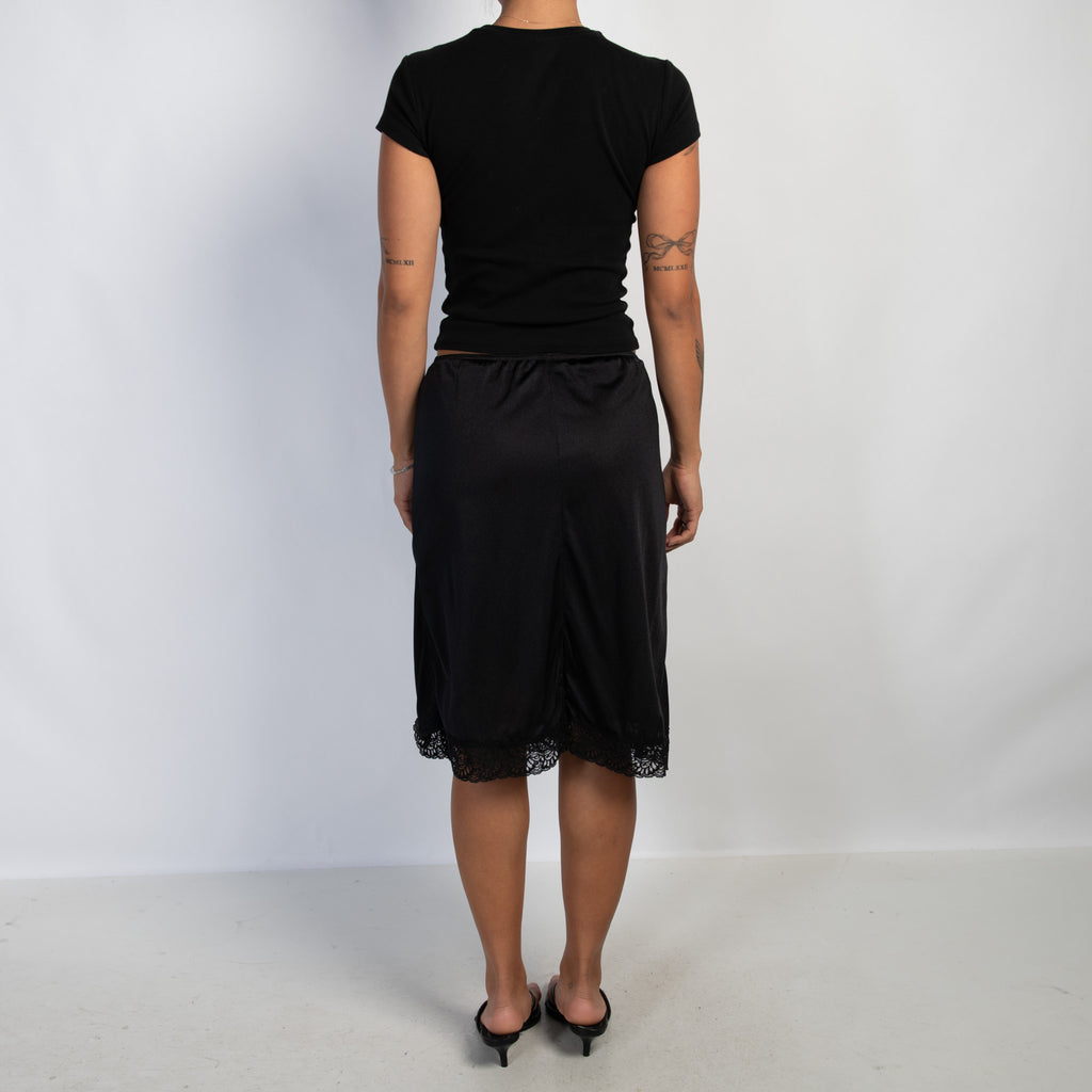 BLACK NYLON SLIP SKIRT