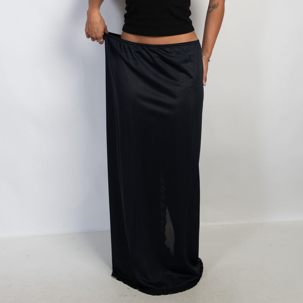 BLACK NYLON SLIP SKIRT