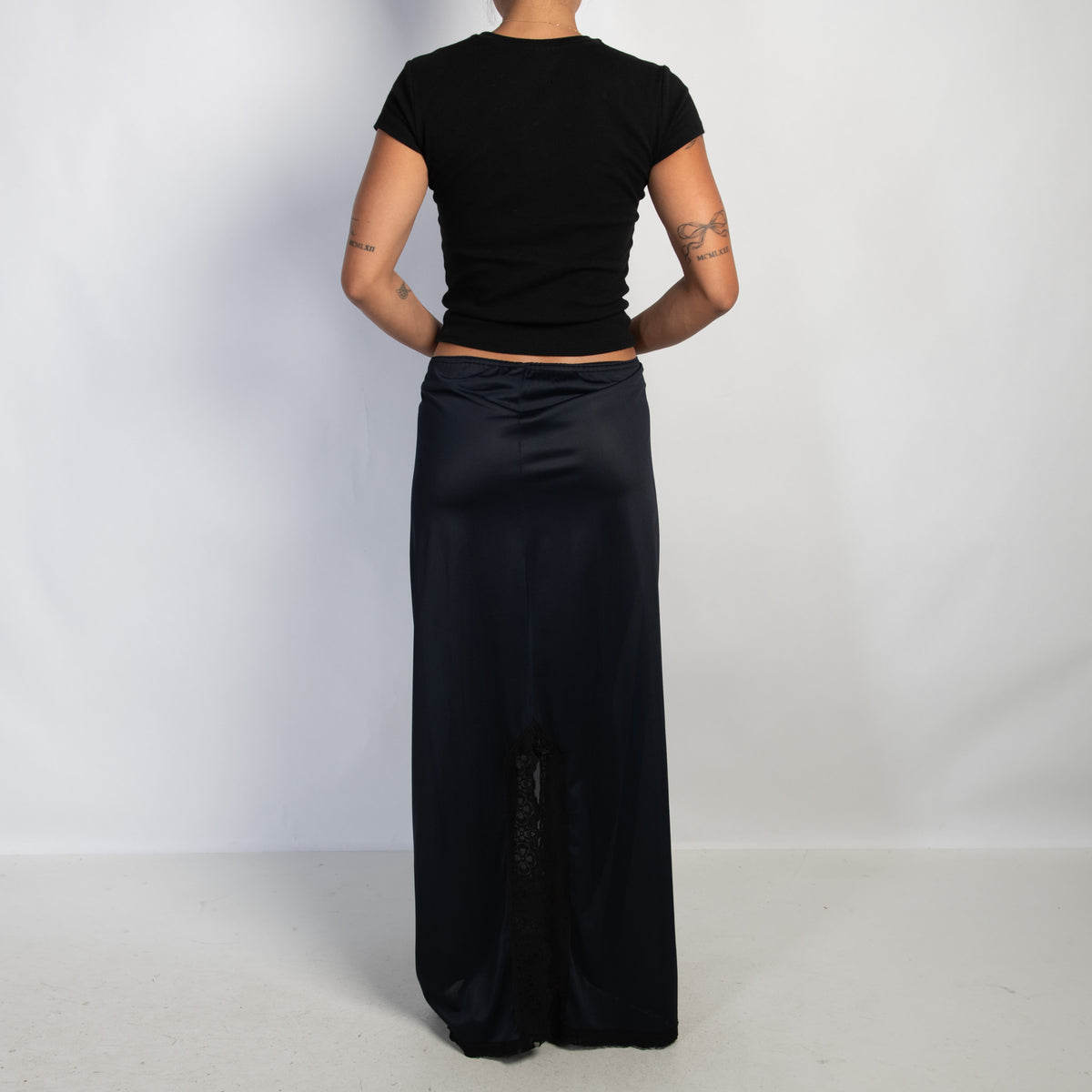 BLACK NYLON SLIP SKIRT