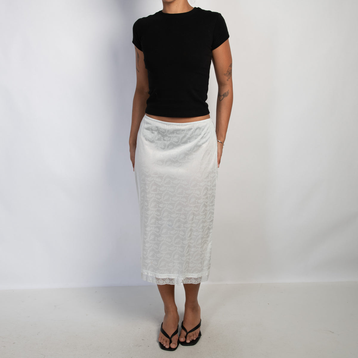 BLUE NYLON SLIP SKIRT