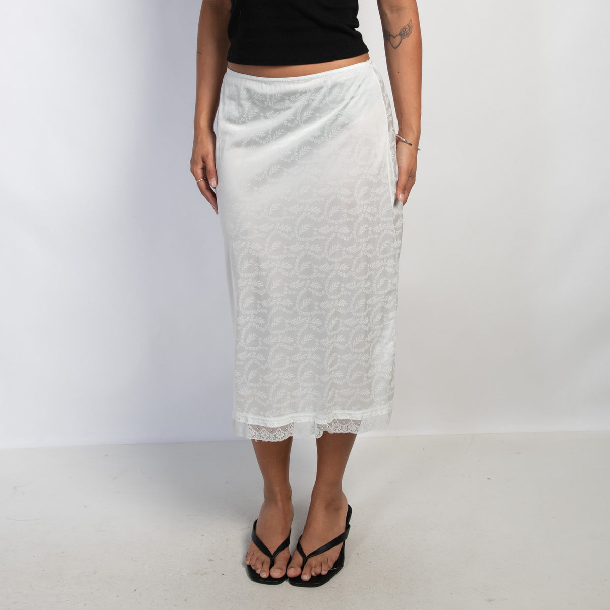 BLUE NYLON SLIP SKIRT