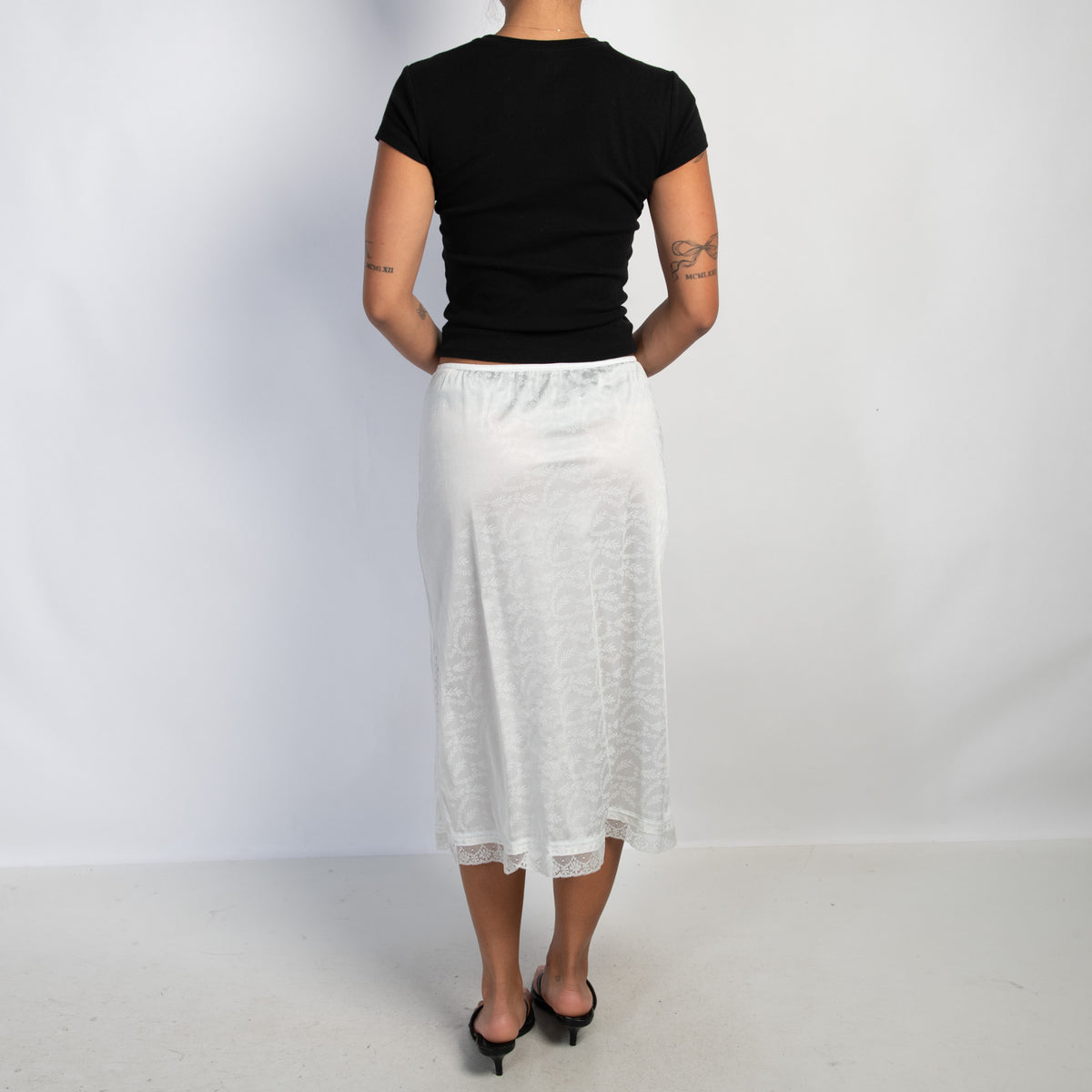 BLUE NYLON SLIP SKIRT