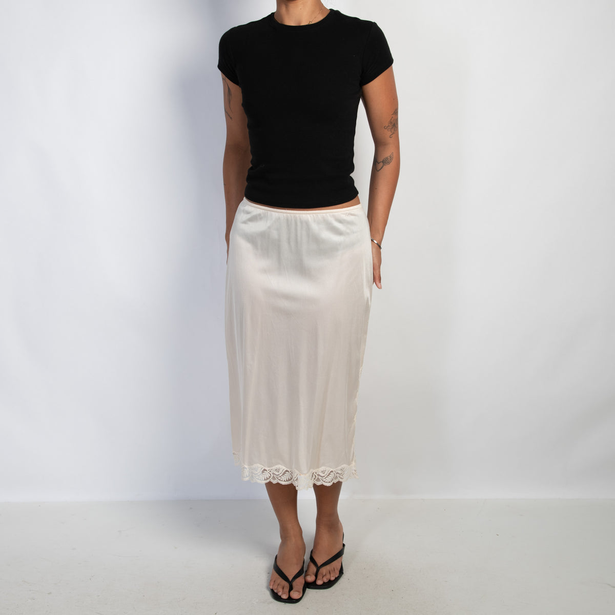 IVORY NYLON SLIP SKIRT