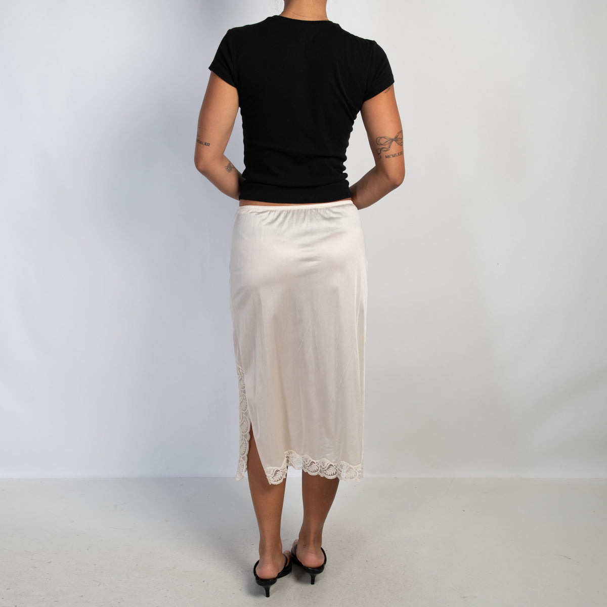 IVORY NYLON SLIP SKIRT