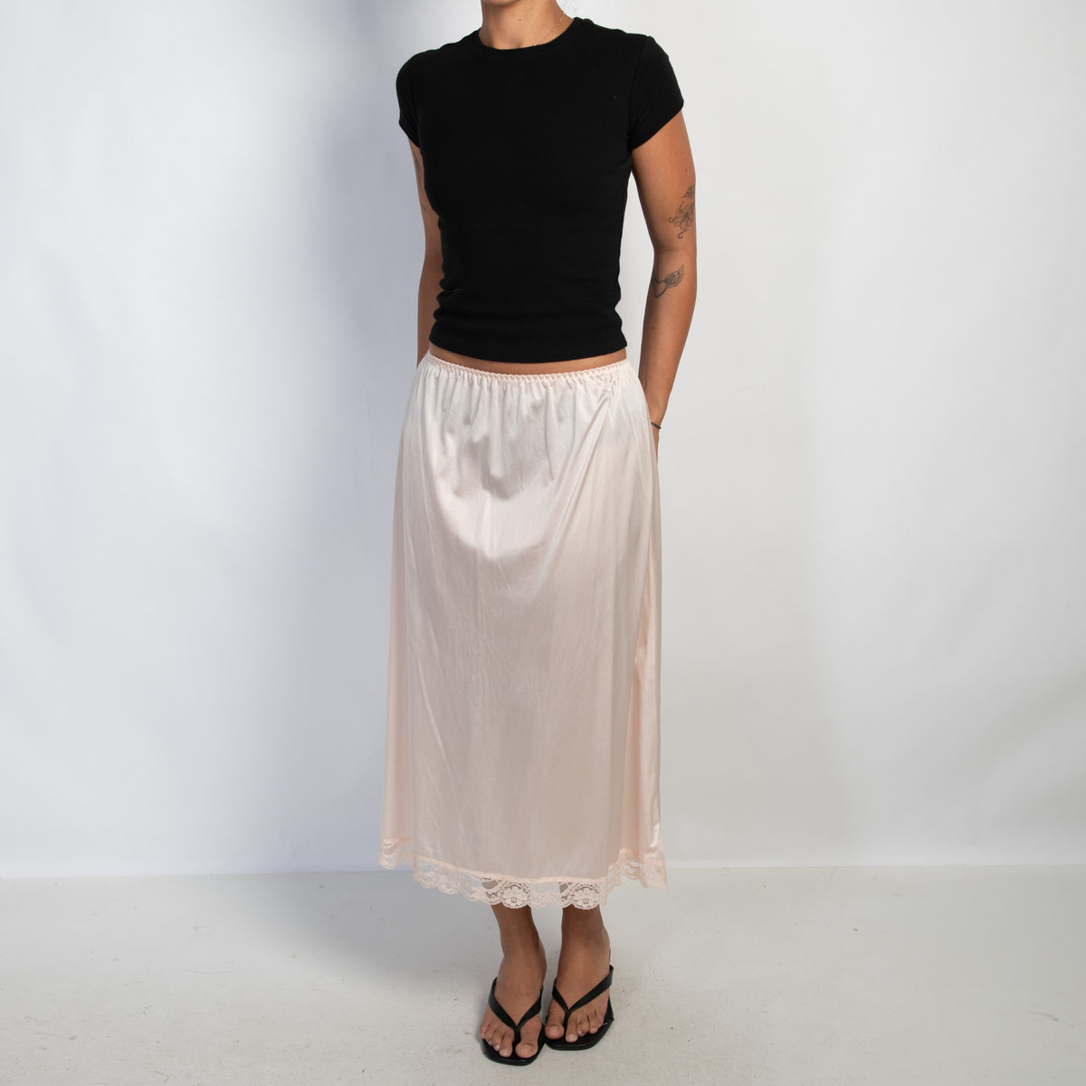 PALE PINK NYLON SLIP SKIRT