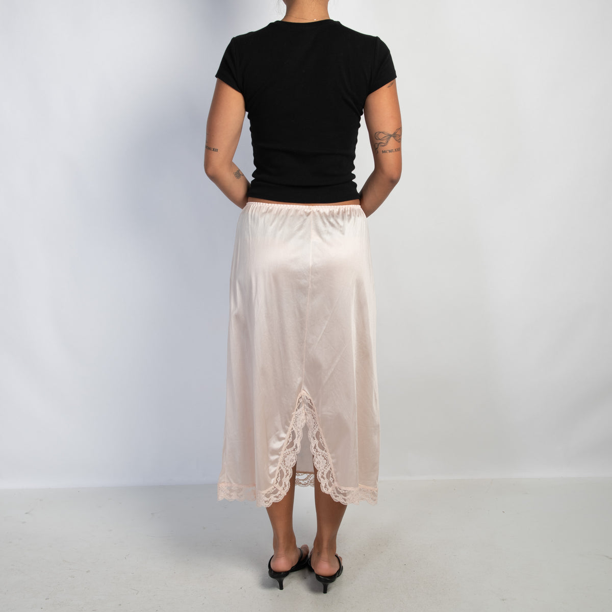 PALE PINK NYLON SLIP SKIRT