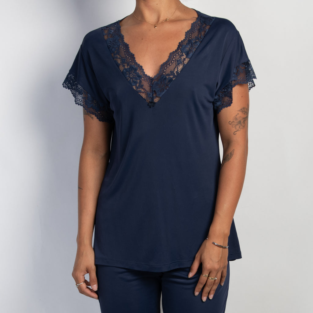 NAVY STRETCH PYJAMA SET
