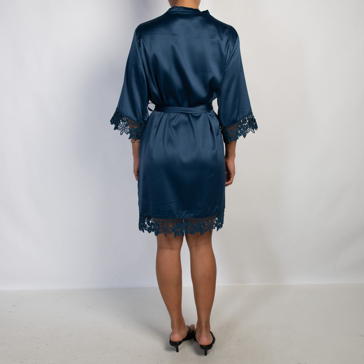 NAVY SATIN ROBE