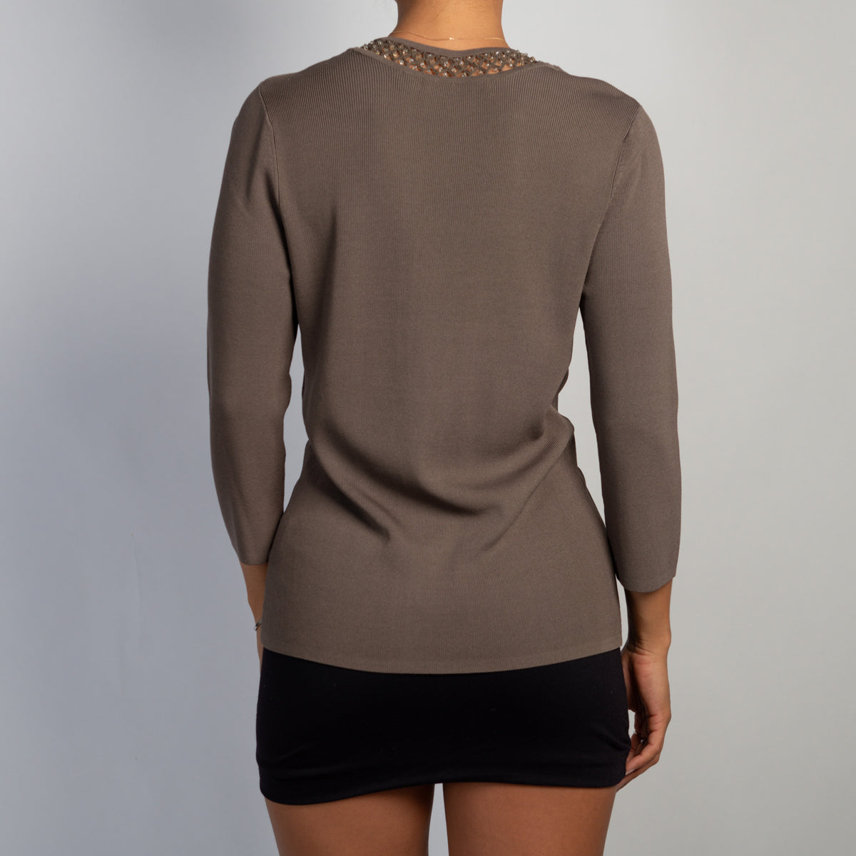 BROWN 3/4 SLEEVE TOP