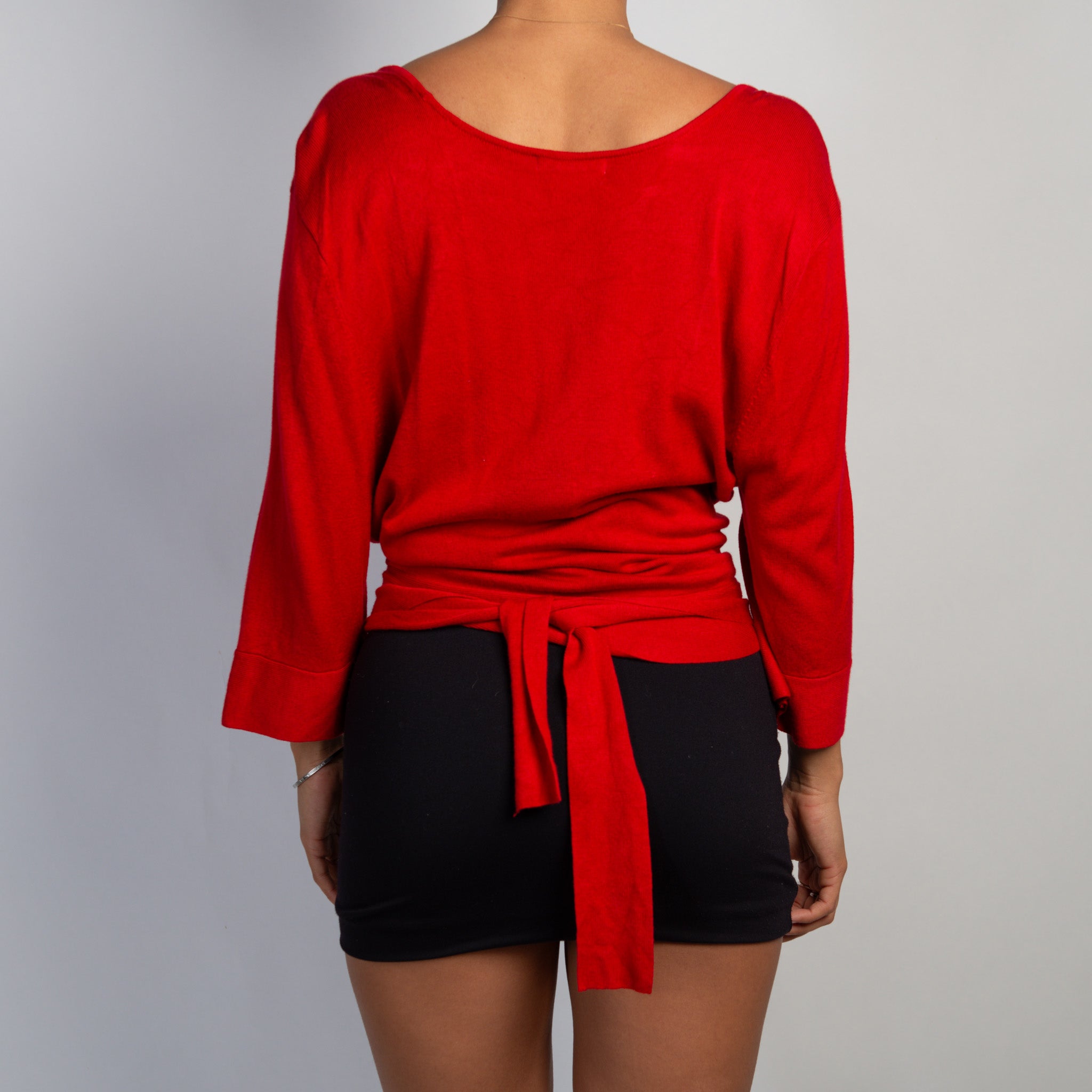 RED KNIT WRAP TOP