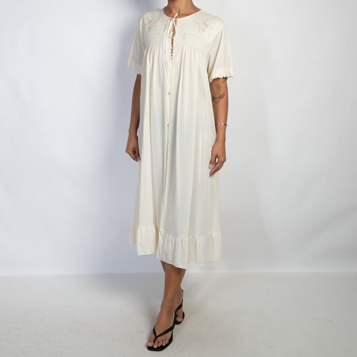 IVORY BUTTON FRONT DRESS