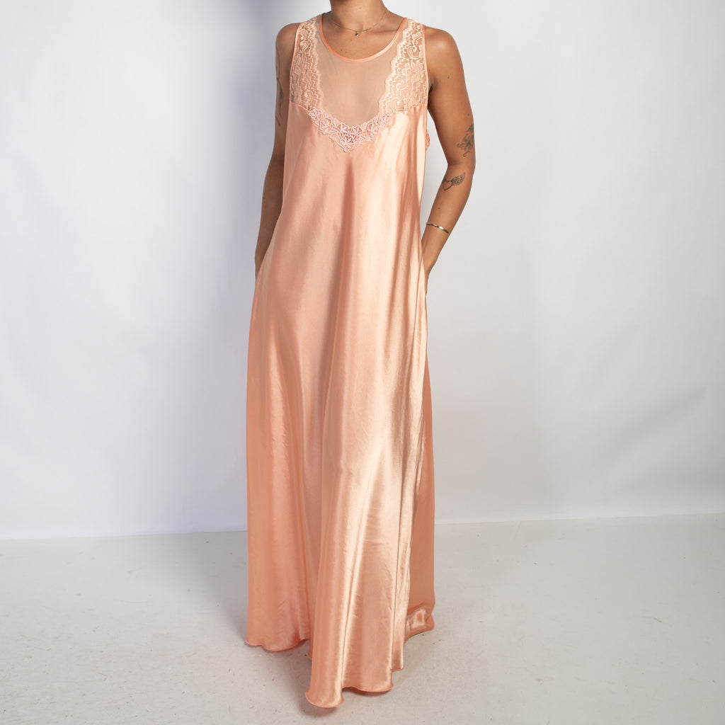 PEACH SATIN NIGHTGOWN