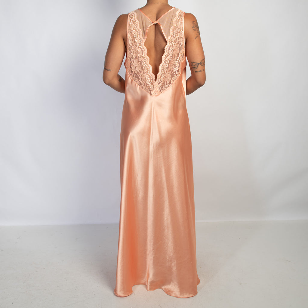 PEACH SATIN NIGHTGOWN