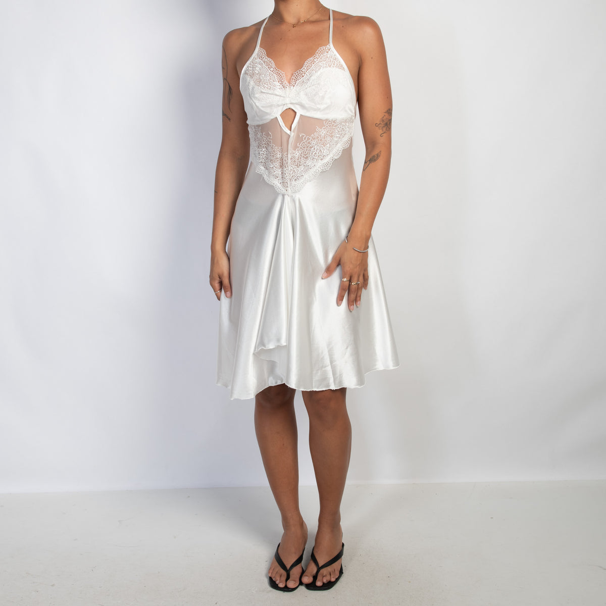 WHITE SATIN DRESS