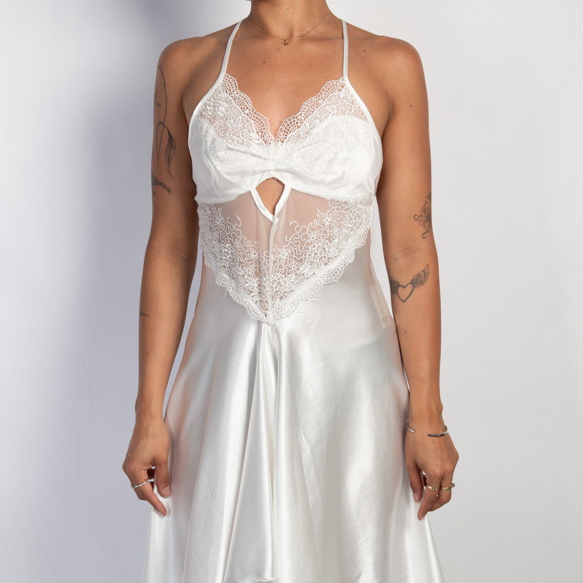 WHITE SATIN DRESS