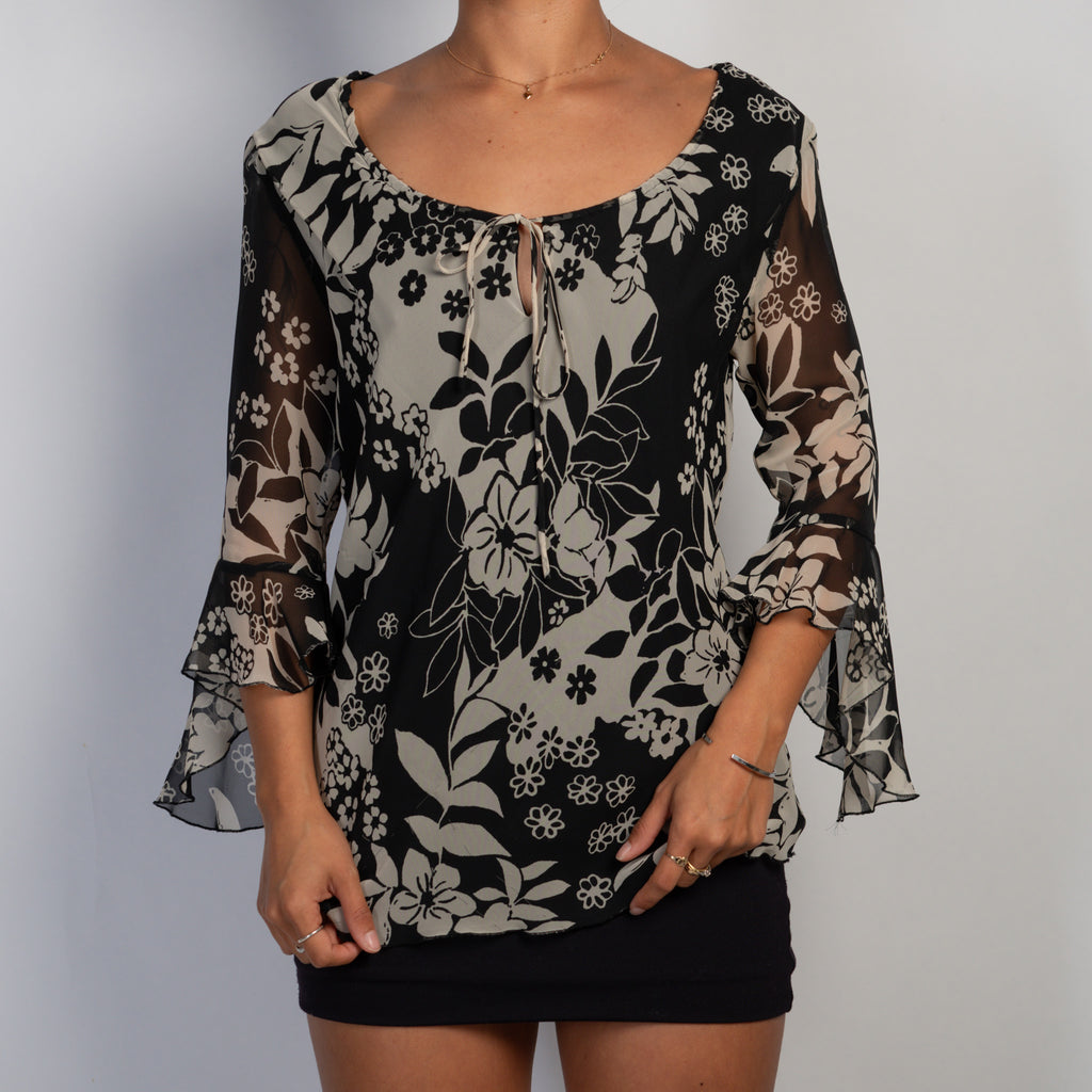 FLORAL DRAWSTRING TOP
