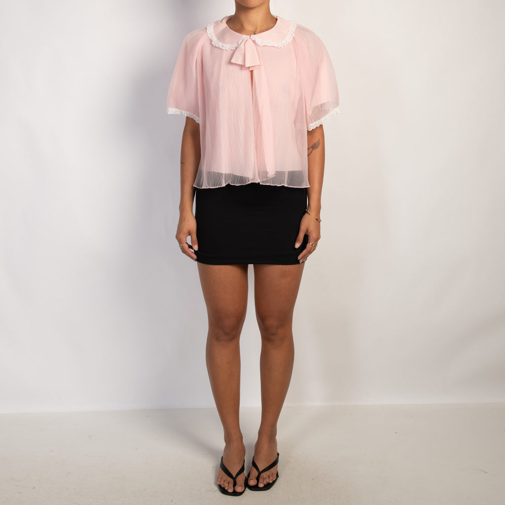PINK COLLARED BED JACKET
