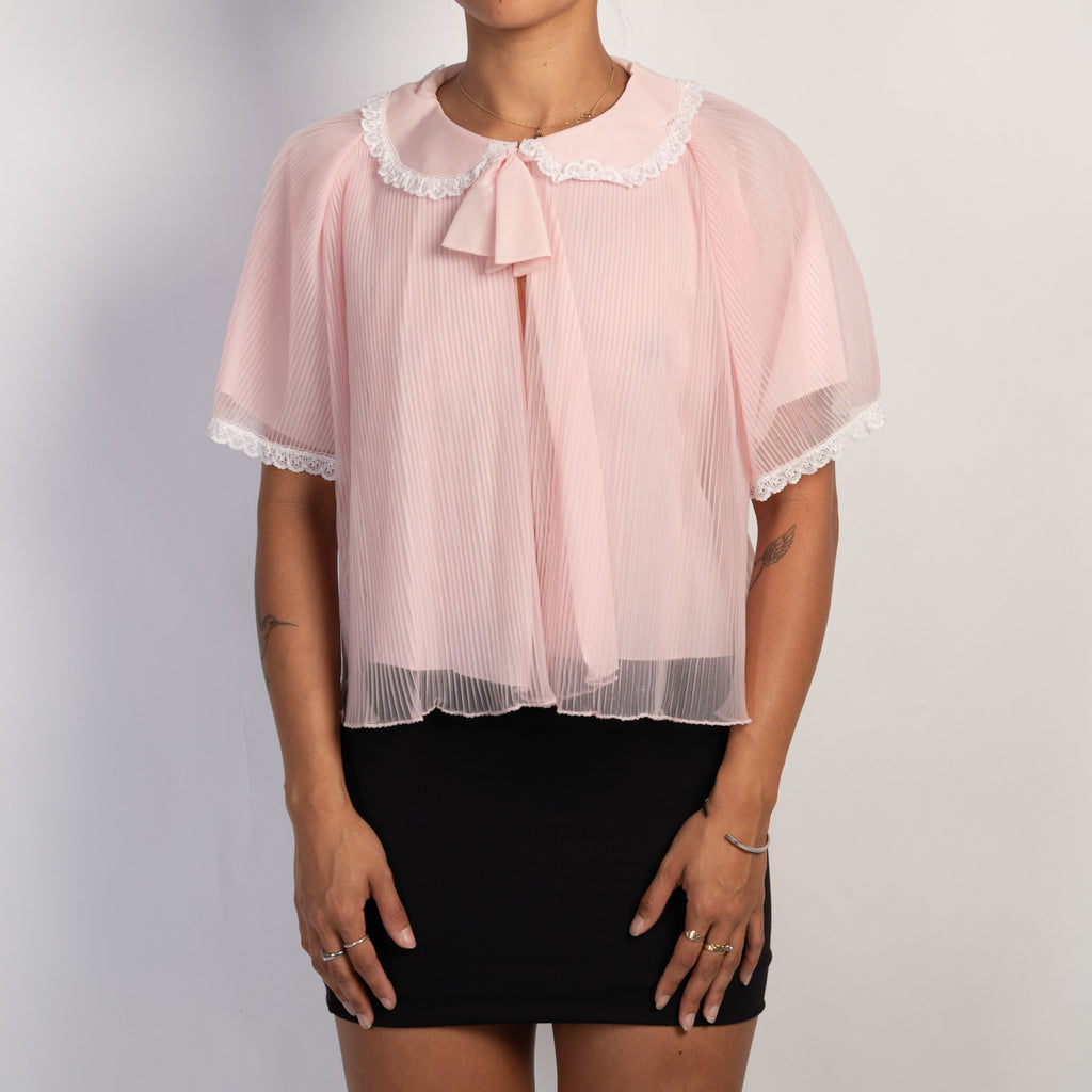 PINK COLLARED BED JACKET