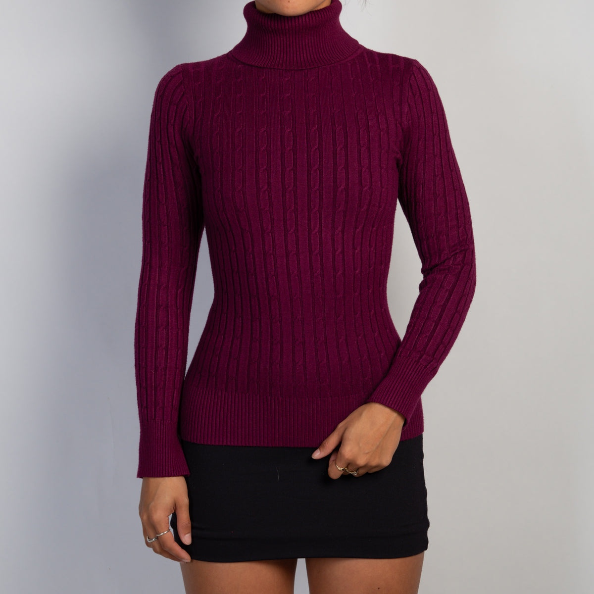 PLUM TURTLENECK TOP