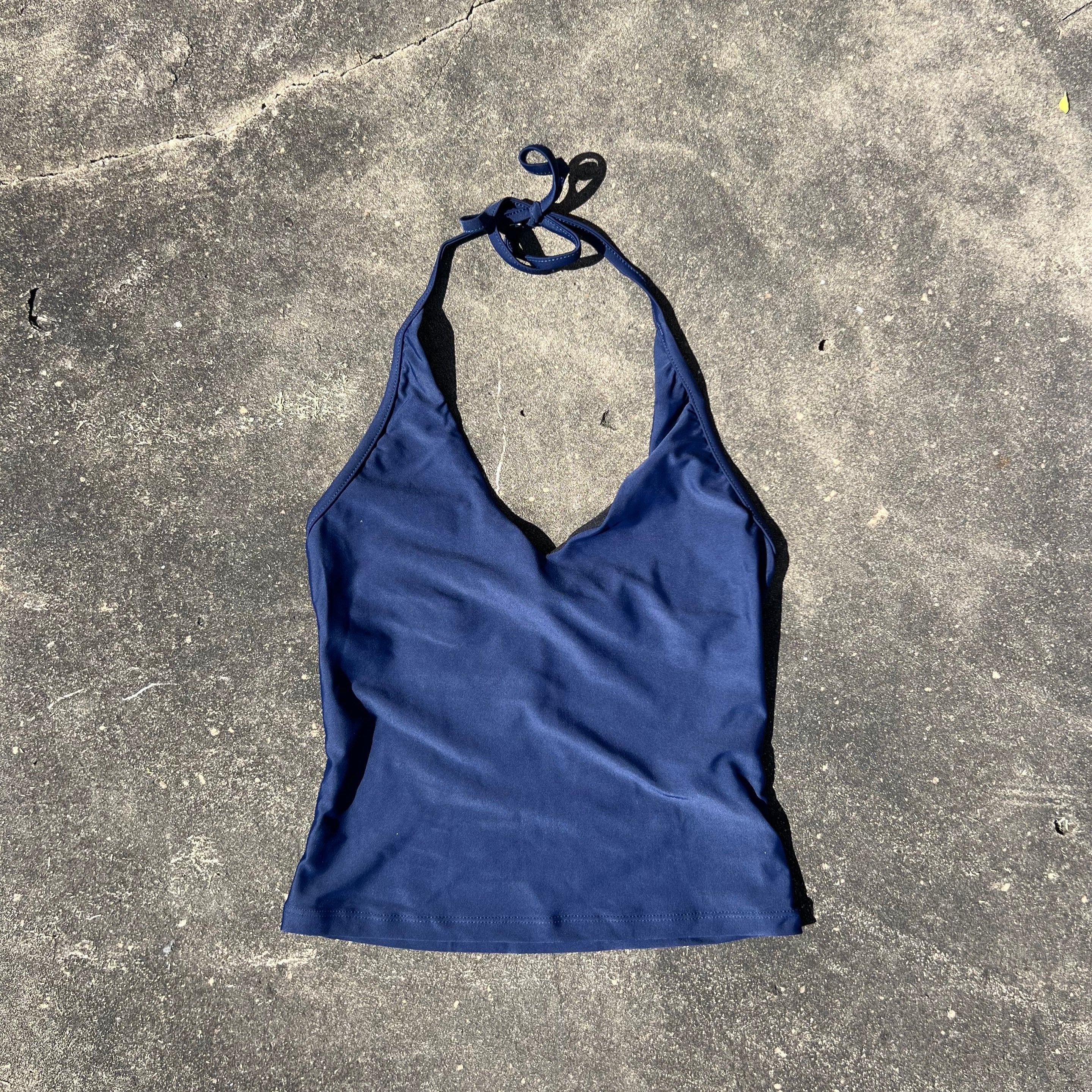 NAVY HALTER TANKINI TOP