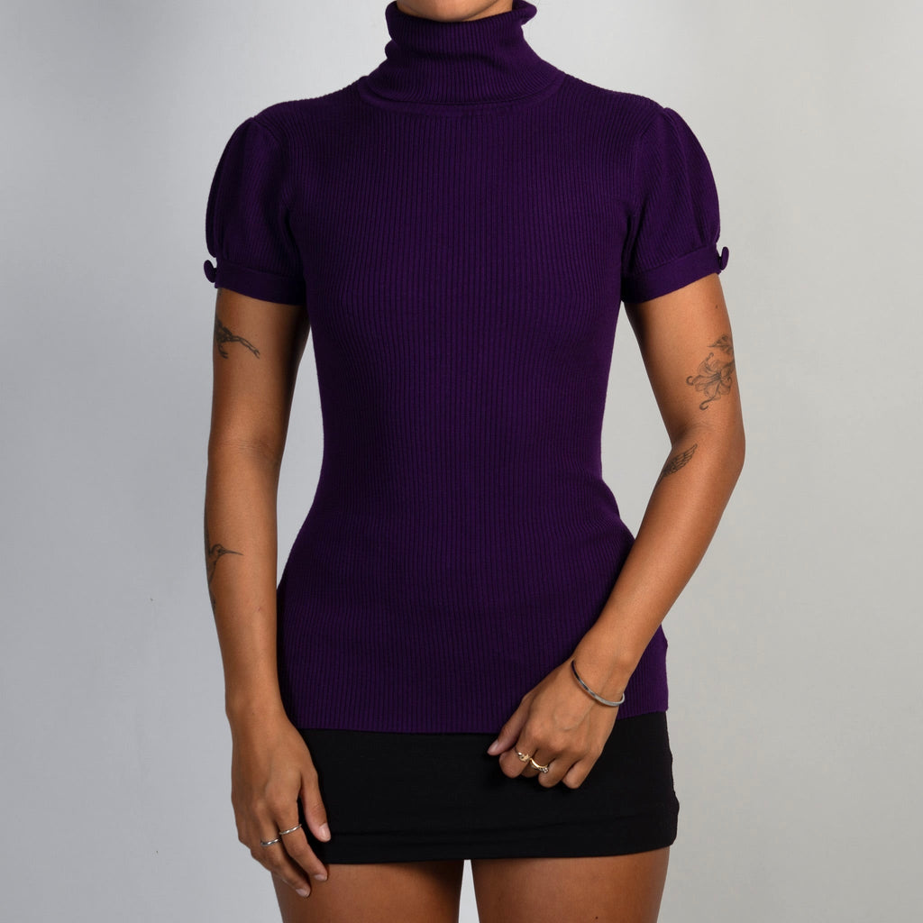 PURPLE RIB TURTLENECK TOP