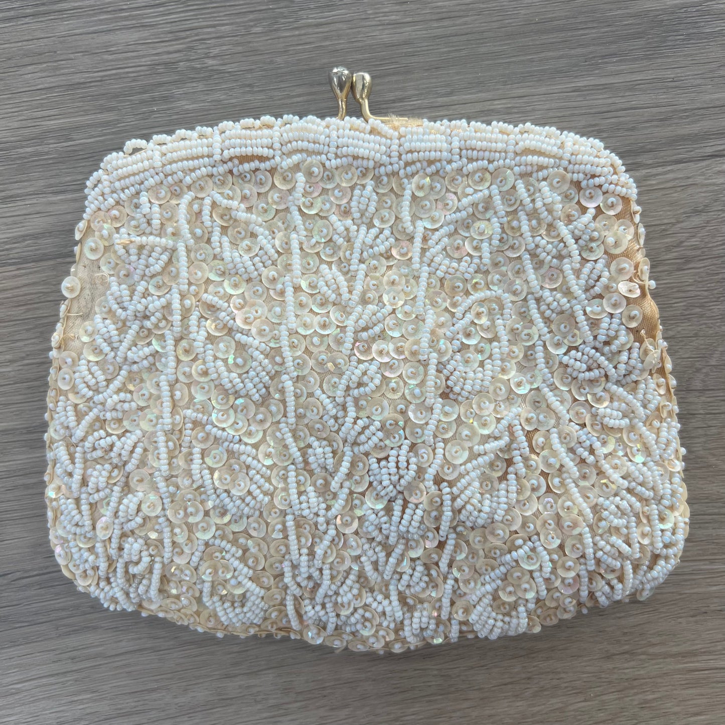 CREAM BEADED BAG