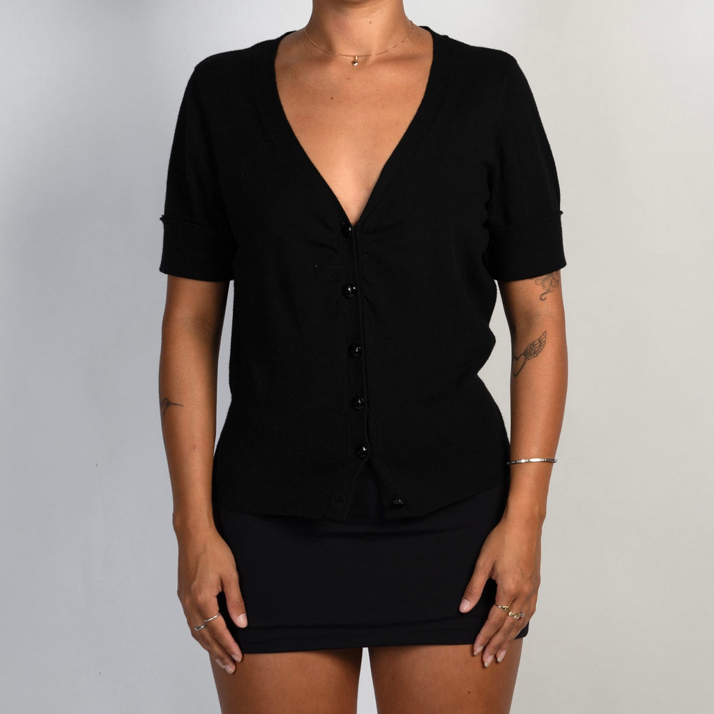 BLACK SHORT SLEEVE CARDIGAN