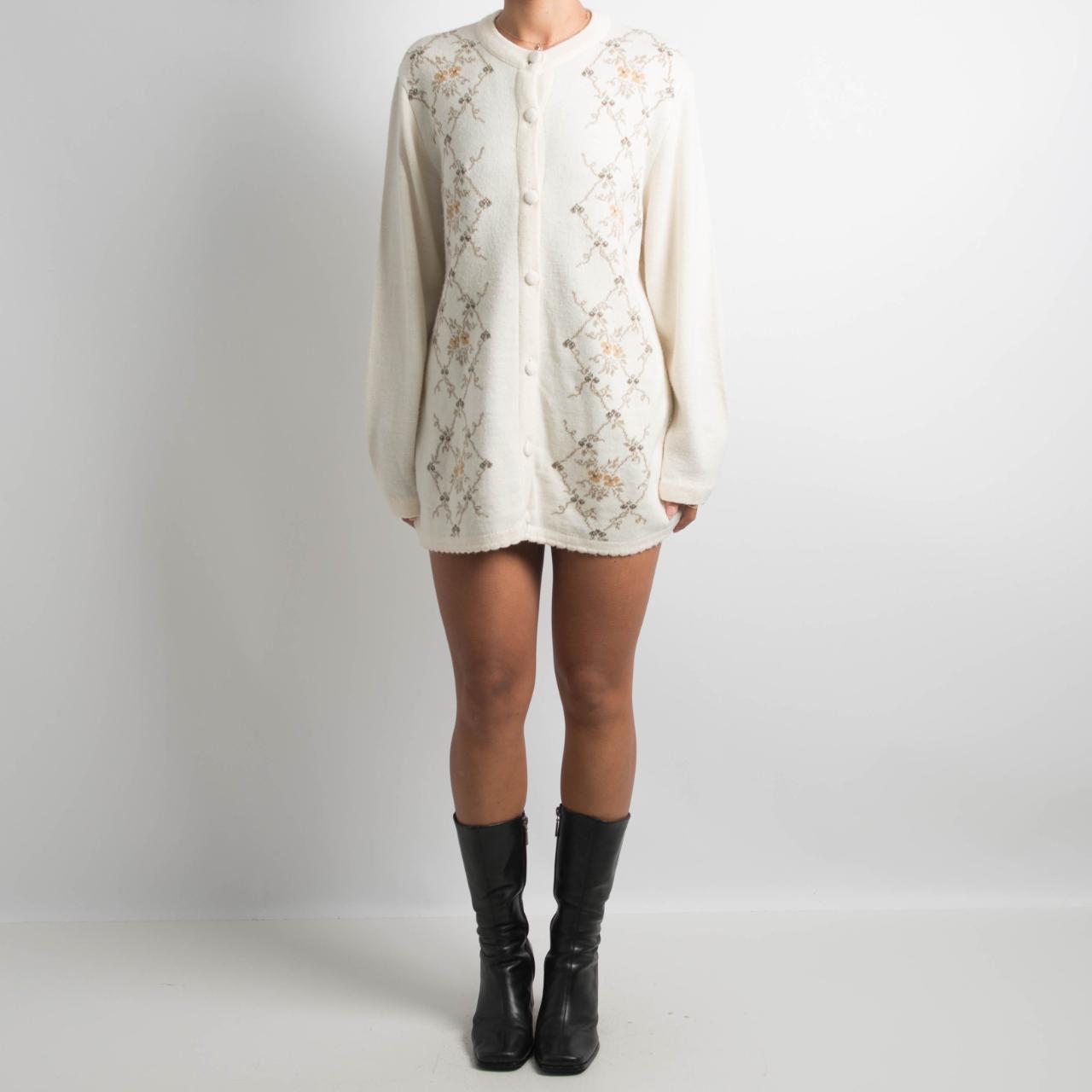 CREAM WOOL LONGLINE CARDIGAN