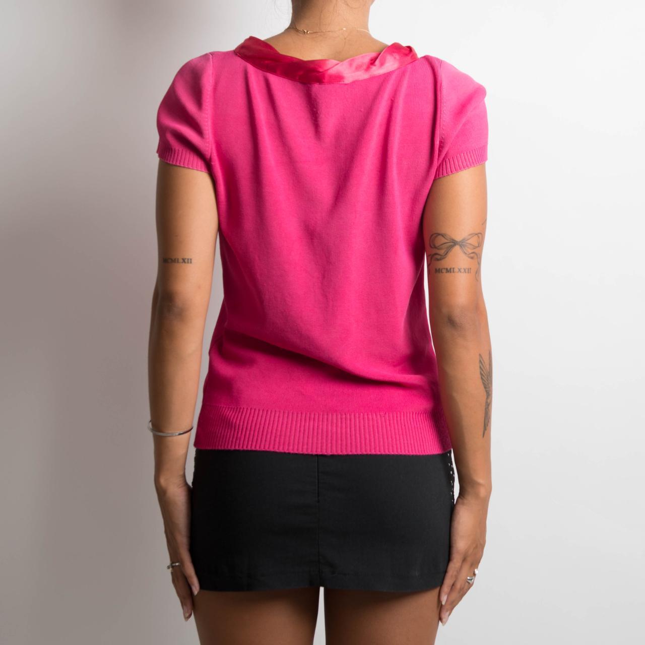 PINK KNIT SHORT SLEEVE TOP