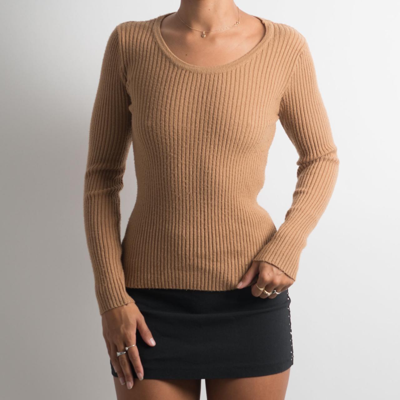 TAN RIBBED LONG SLEEVE